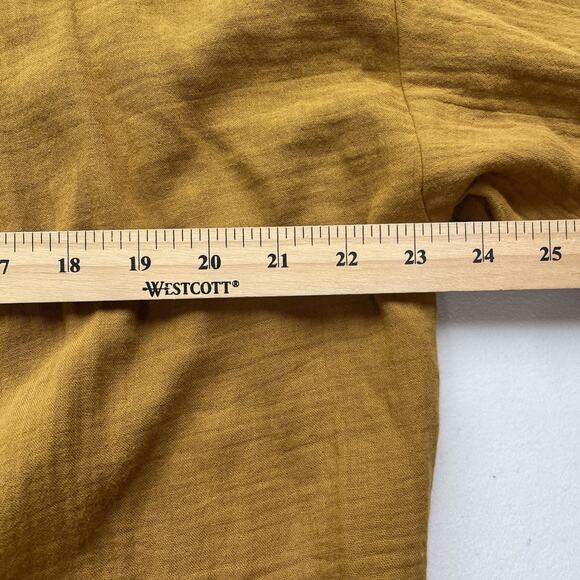 Madewell Open Robe Kimono Sz M Duster Mustard Orange Fall Boho Artsy Gauze FLAW - Picture 12 of 14